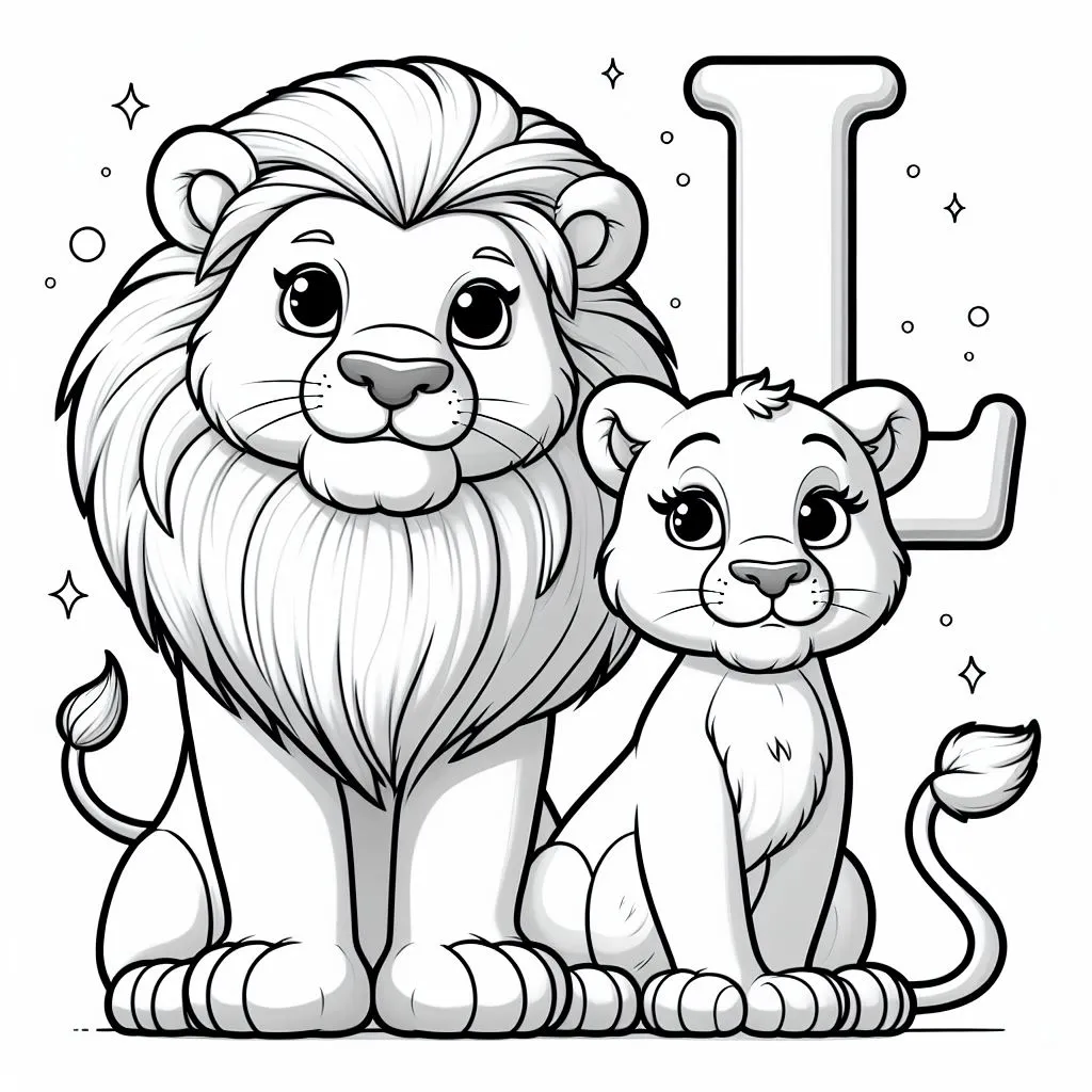 Leopard with Letter L 🐆🔠 Coloring Page